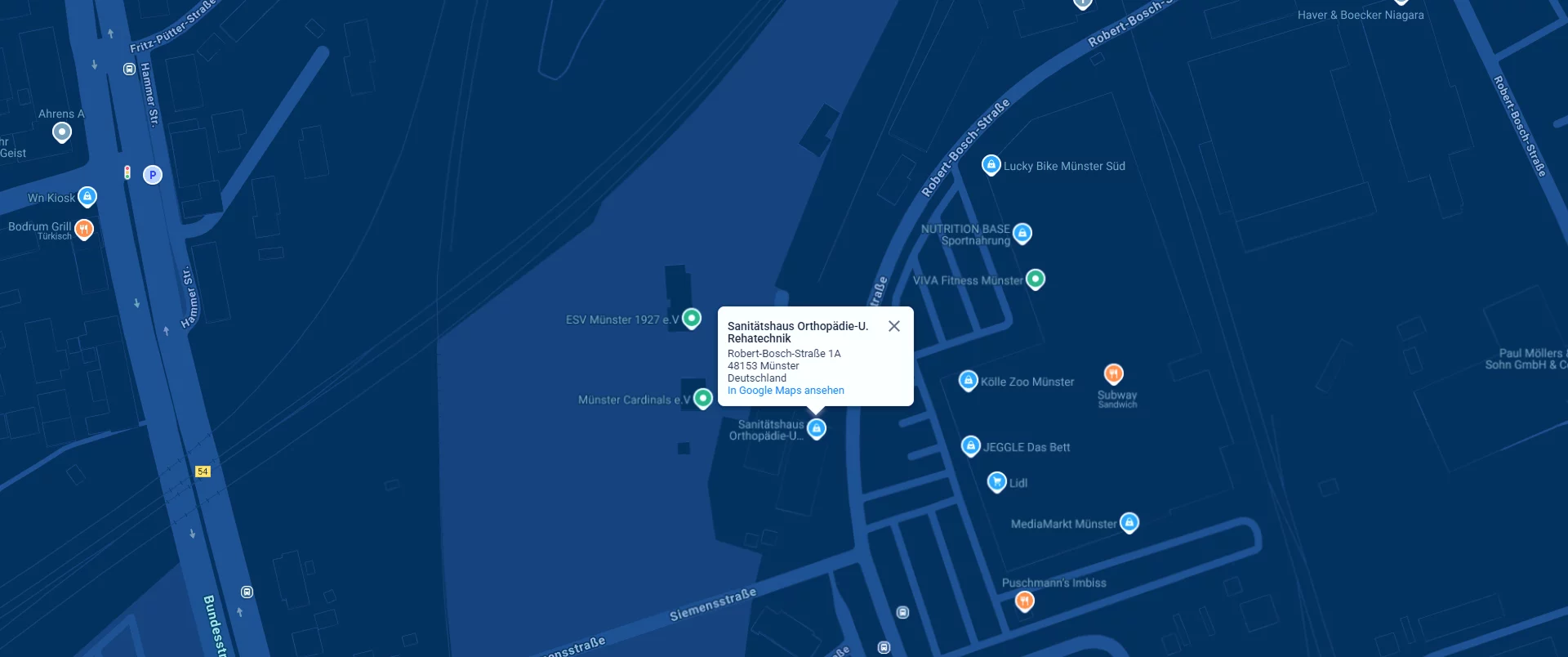 Sanitätskaufhaus Kellner - Relaunch 2025 - Anfahrtsskizze der näheren Umgebung um das Sanitätskaufhaus Kellner