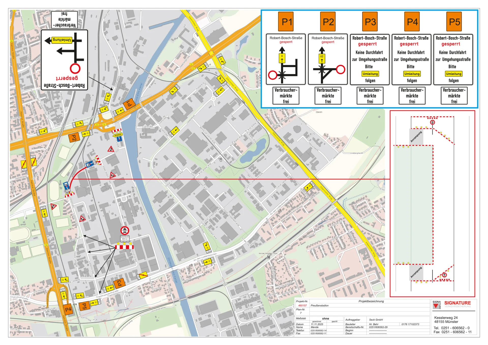 Umleitungsplan der Straßensperrung der Robert-Bosch-Straße